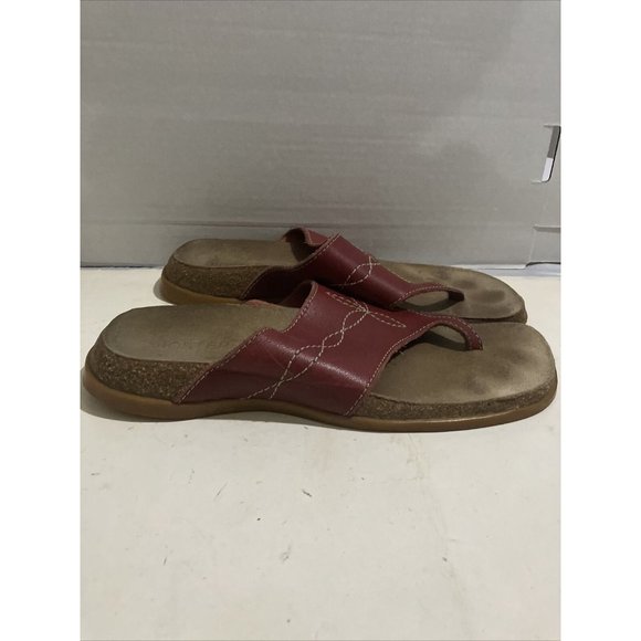 Biostep Women size 9 Red leather Comfy Walking Slides Sandals shoe Made In Spain - Picture 5 of 8